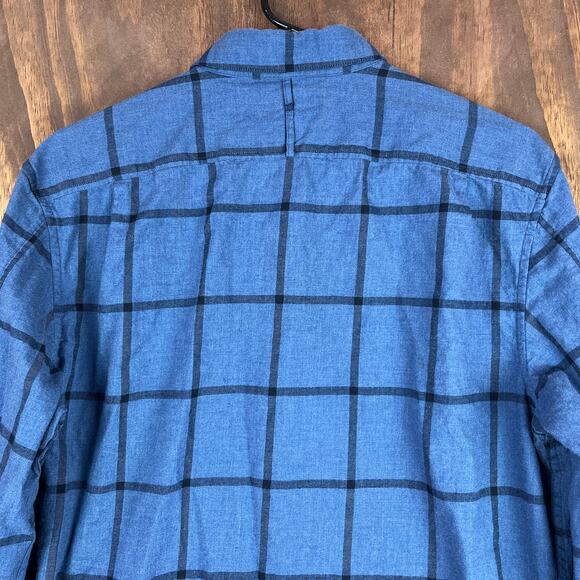 Banana Republic Mens Shirt Blue Windowpane Luxe Flannel Button Down Camden Fit M - Picture 12 of 13